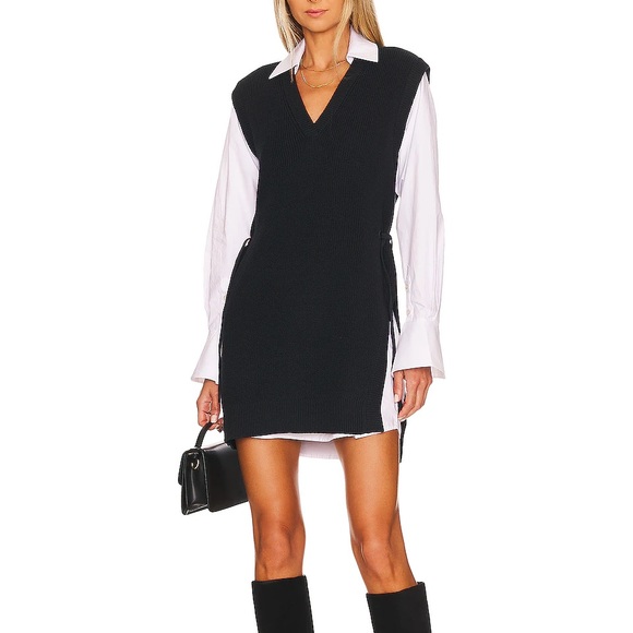 Jonathan Simkhai Dresses & Skirts - JONATHAN SIMKHAI Skai Layered Shirt Dress in White & Navy